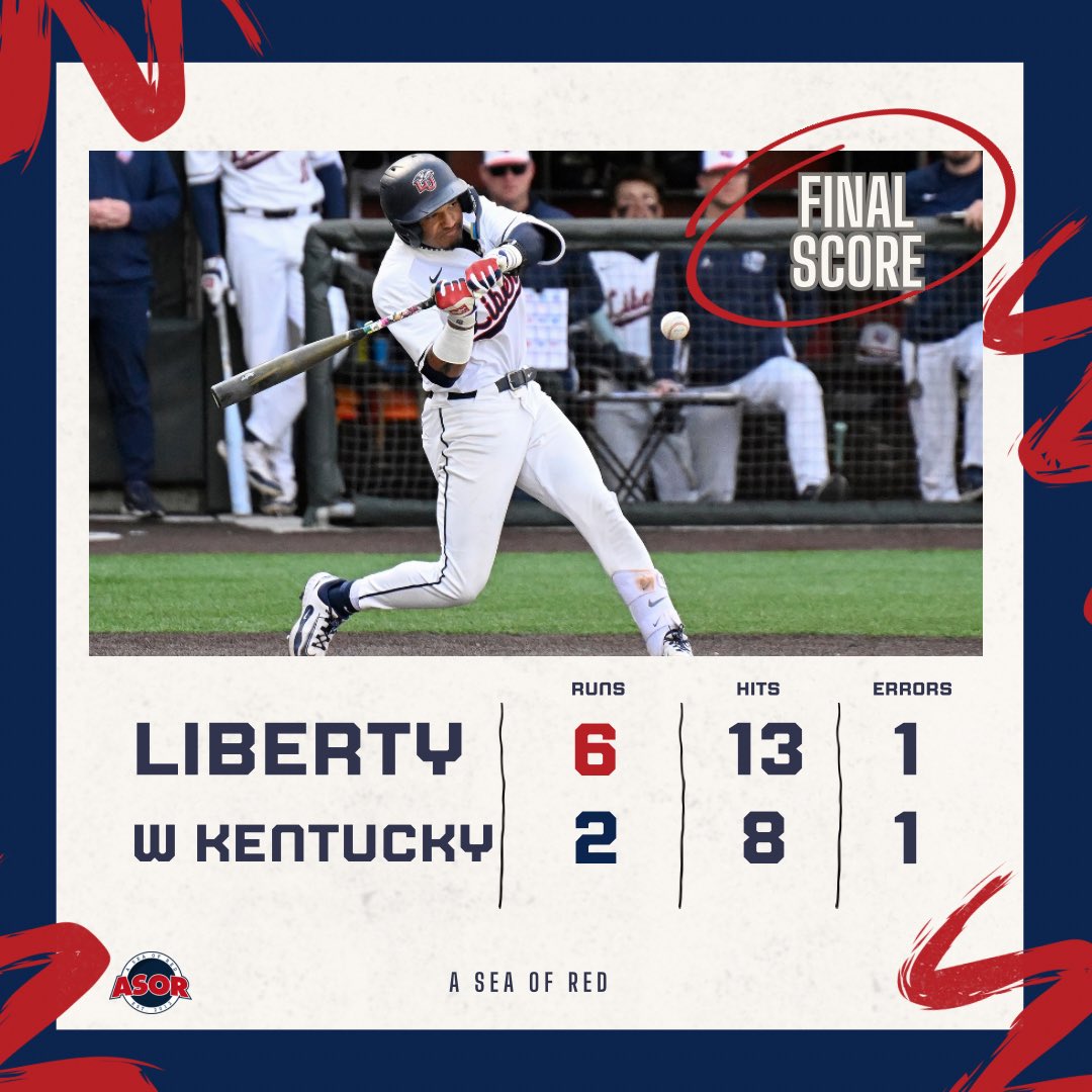 ASeaofRed's tweet image. ANOTHA W 😤

Liberty takes Game 2 and secures the series win over Western Kentucky.

#Fanem🔥