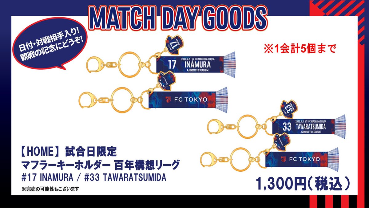 🔵4/5 町田戦グッズ売店・ガチャガチャコーナー🔴 今節のマッチデー