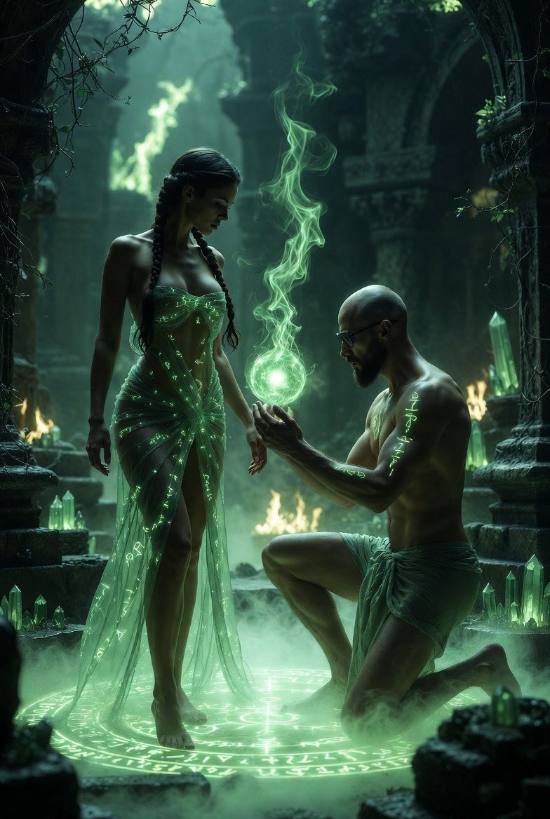 JasonVitale14's tweet image. #AllThingsSpring April Challenge 
#aiartcommunity
All Welcome to Join
Day 4 Emerald Ritual (Couple)