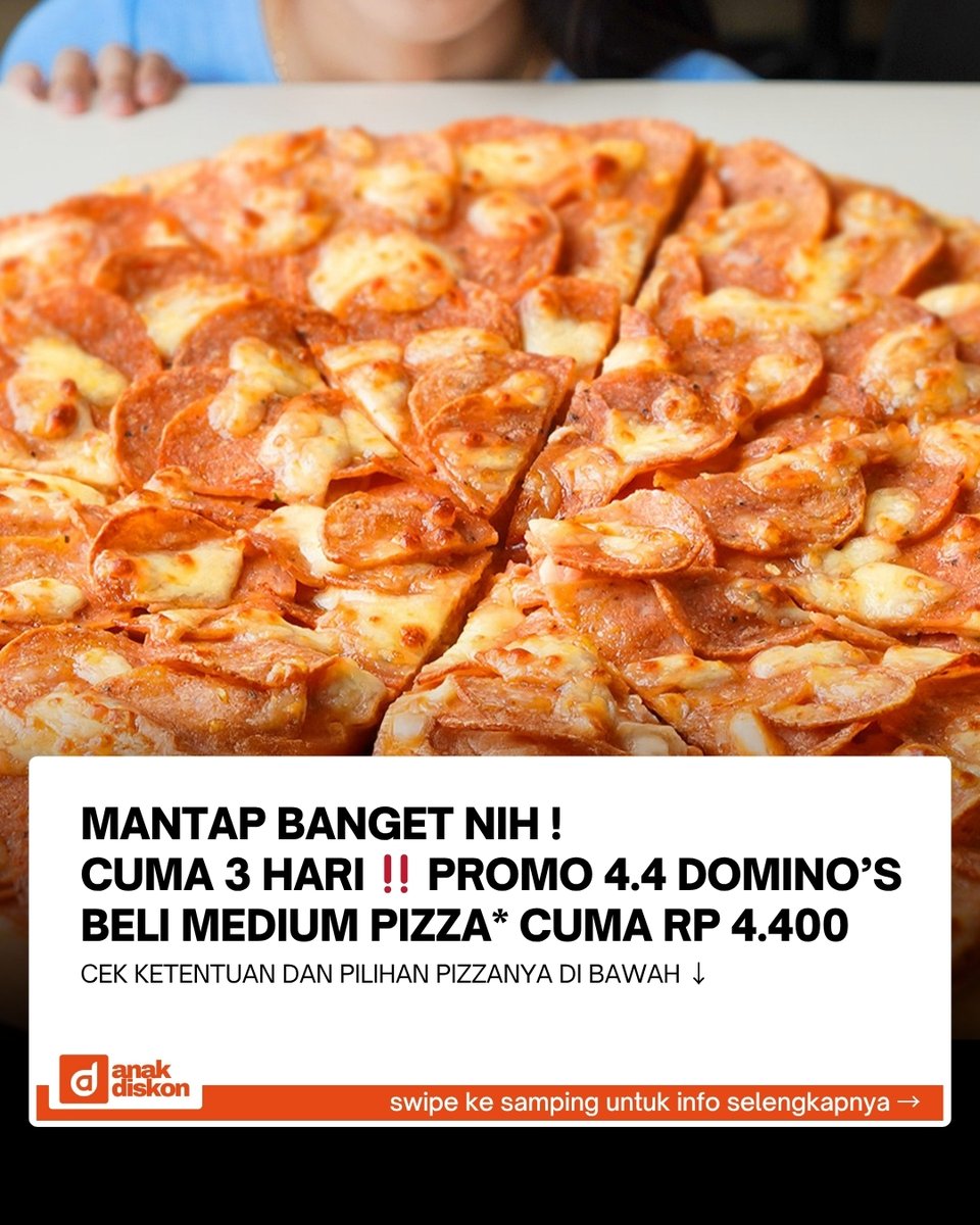 katalogpromosi's tweet image. Jujur ini pas banget buat long weekend 😭
Domino’s 4.4 Sale 🍕 Beli pizza ke-2 cuma 4.400, masih berlaku sampai 5 April 2026

Gas cek sekarang infonya 👇
katalogpromosi.com/promo-dominos-…
#Dominos #Promo44