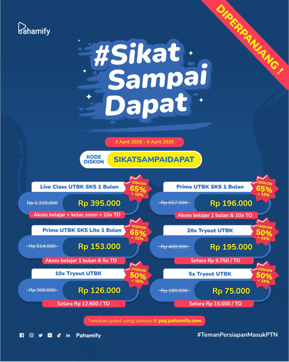 Pahamify | TO + Live Class UTBK & Ujian Mandiri tweet media