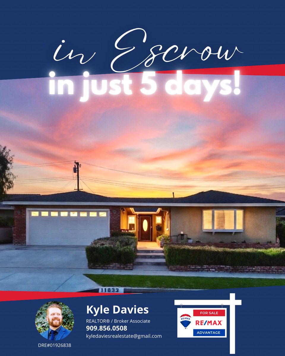 KYLEDAVIESREMAX's tweet photo. In Escrow in just 5 days on the market! https://t.co/Fxfh3YVAD4