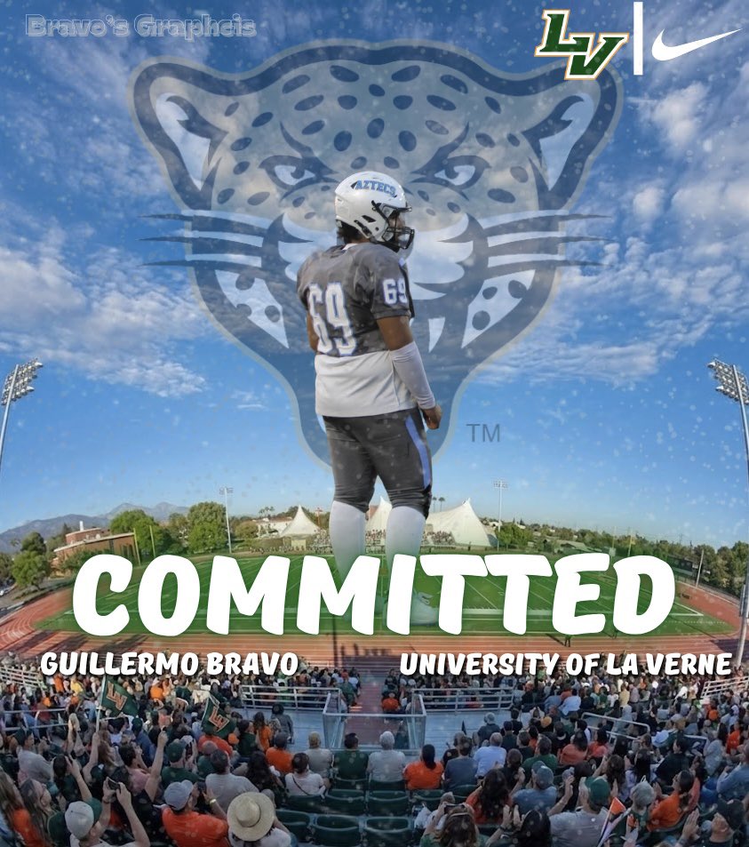 Iam_Bravo69's tweet photo. AGTG! I am blessed to be committing to the University of La Verne.

@ULV_Football
@RSanchezULV 
@CoachJPRoberts 
@AzusaAztecsFB 
@coachmark_48 https://t.co/yjwdjO8utd