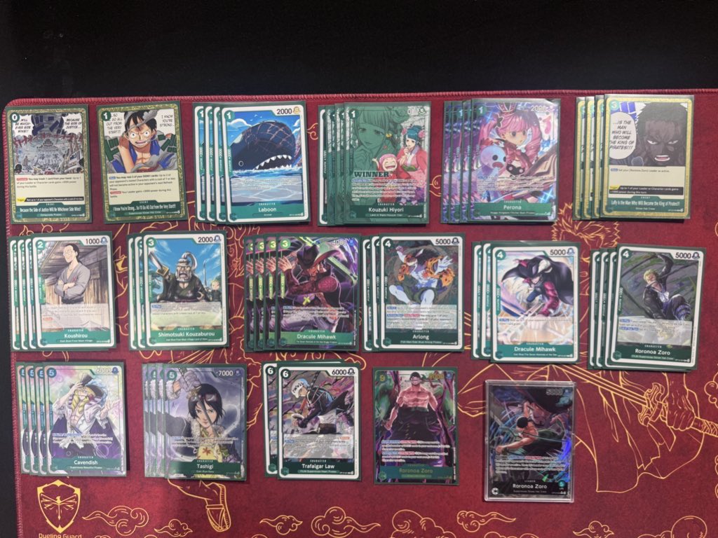 zer_x_'s tweet photo. haven't played op12 zoro since op13. walked into op15 release day locals with him anyway. 4-1 he never needed saving 🗡️🗡️🗡️ #opcg #onepiece #optcg https://t.co/5jkiBvfMTz