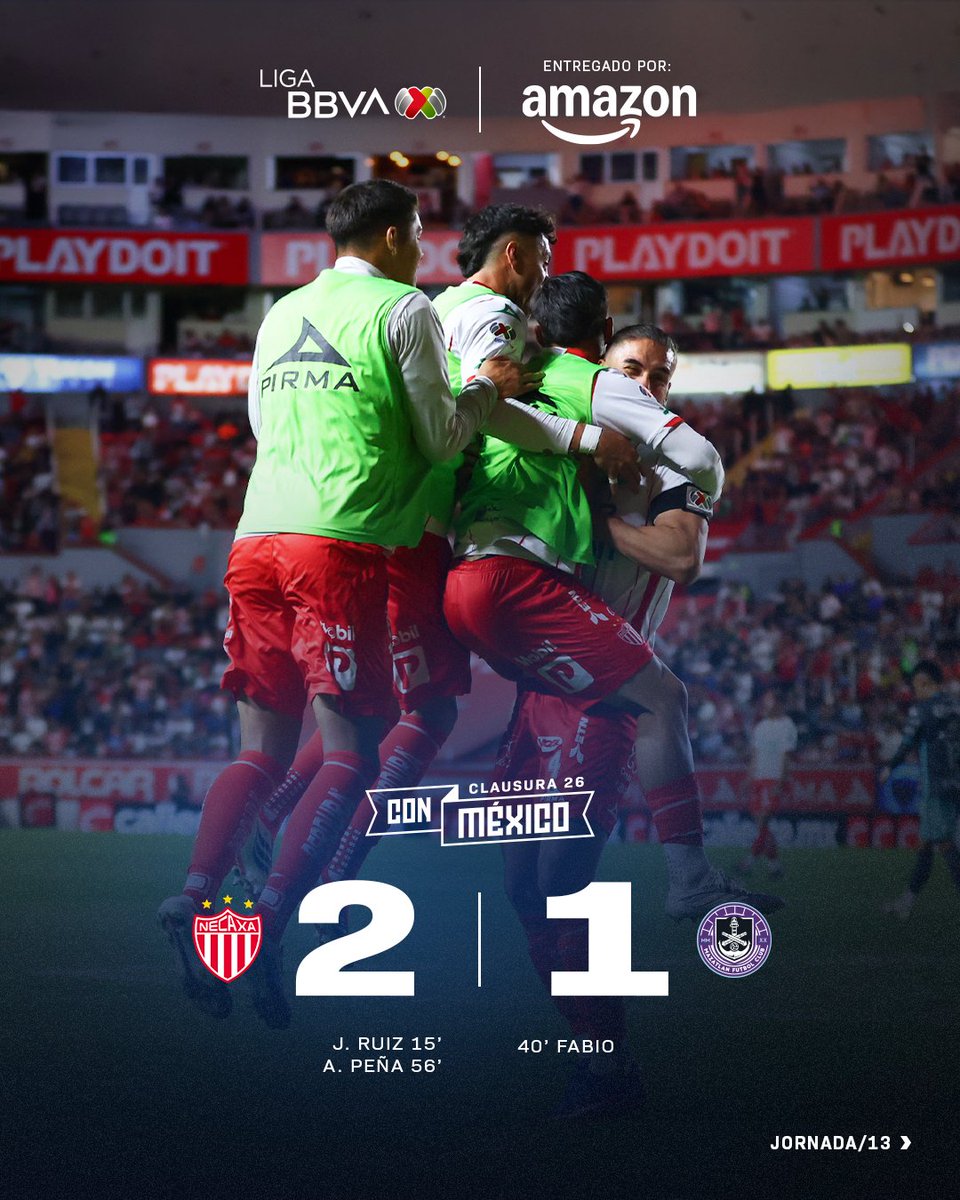 ¡El Victoria pesa! ⚡

<a href="/ClubNecaxa/">Club Necaxa</a> mantiene su dominio en casa ante Mazatlán: seis partidos sin perder ante los sinaloenses. 🔥

El #MarcadorFinal es entregado por <a href="/amazonmex/">Amazon México</a>. 📦
#AmazonMX #EntregamosTodoPorElFut

#LaLigaDeLaAfición ✨ #J13 #ConMéxicoC26 | #NECMAZ