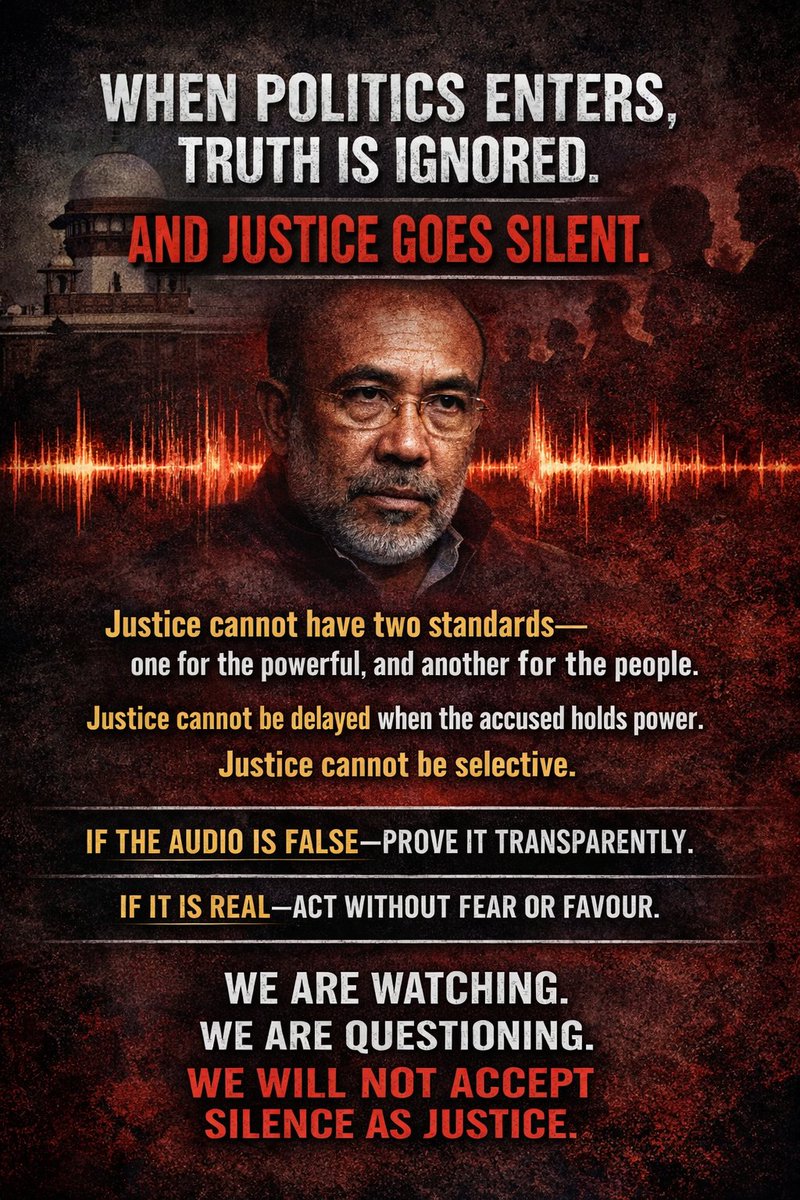 When politics enters, truth becomes inconvenient—and suddenly, the system goes silent.

The alleged audio linked to Manipur CM N. Biren Singh has shaken public trust, yet the response from those in power is nothing but calculated silence. This is not oversight. This is what