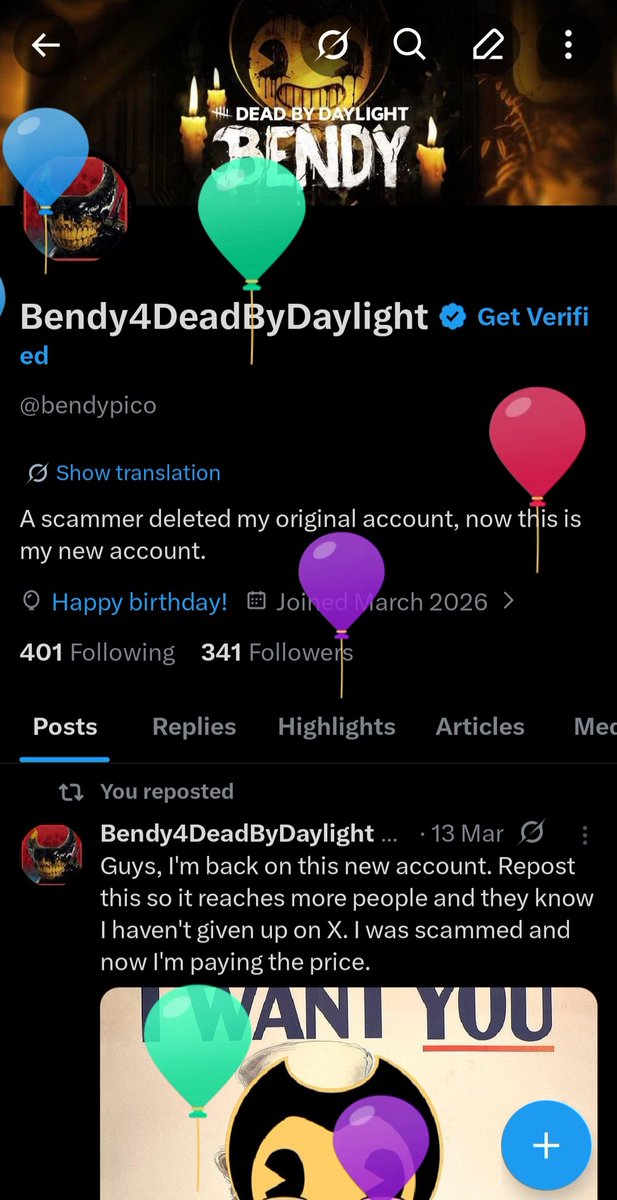 Bendy4DeadByDaylight tweet media