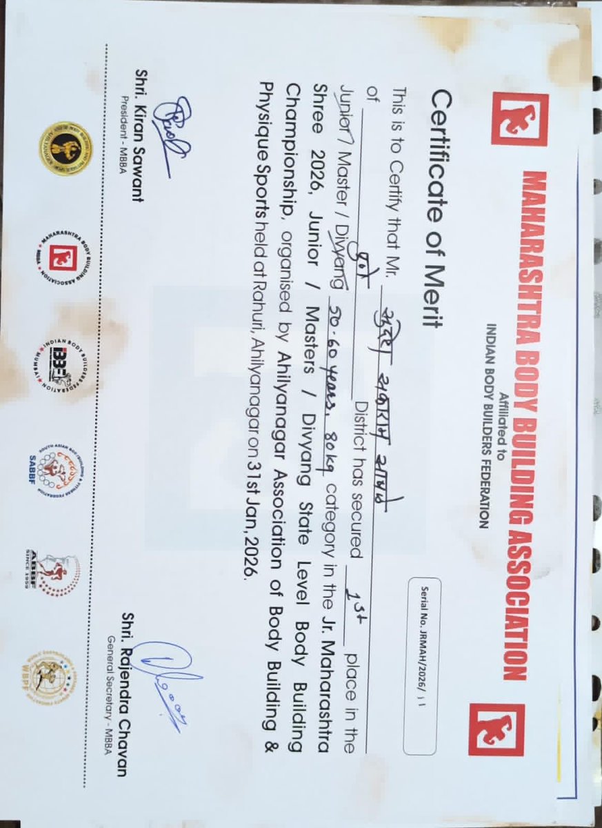 PRO_HEF's tweet photo. HEF family congratulates its employee Shri Sudesh S Saple for securing first position in Mr. Pune 2026 district level body building competition (50 years and above) organised by Federation of body building Physique Sports, Pune. https://t.co/VfFKVAecGb