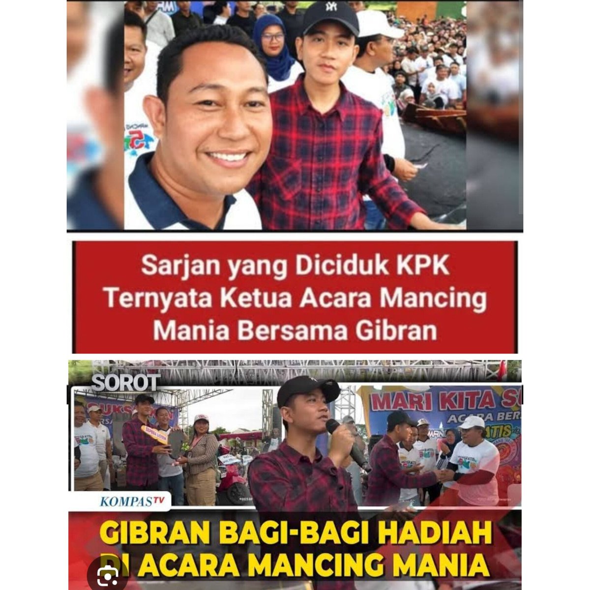 ch_chotimah2's tweet photo. Yg ini ya?😊
Skrng @KPK_RI @KejaksaanRI berani ga periksa Gibran?
Itu hadiah yg dibagi2, anggaran acara mancing mania anggaran dari mana?
Jika dari sarjan, maka posisi Gibran sama seperti Ono Surono, harus diperiksa. Jika hasil korupsi semua harus ditangkap jgn pandang bulu. https://t.co/Jo6L4iZFUJ