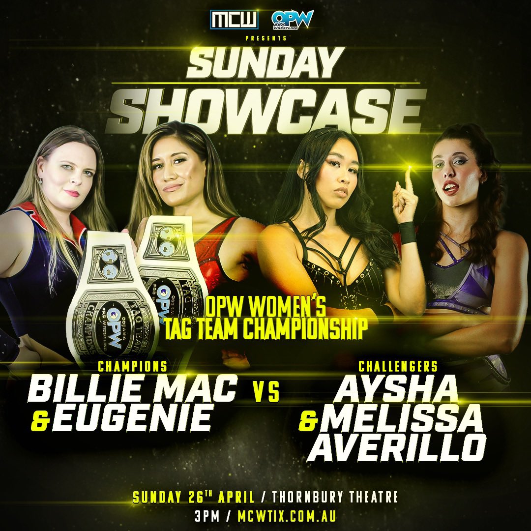 opwlive's tweet image. The #SundayShowcase will be a Can’t Miss Event! 

Headlined by “The Greatest Fighter in the World Right Now” The #CWE Champion @TheParkerB_ taking on “The Man Mountain” #ShankySingh 

Sunday 26th April | Thornbury Theatre | 3pm 

Tickets On Sale NOW:

MCWTix.com.au