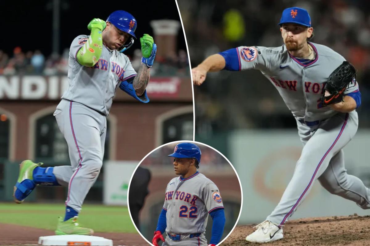 nypost's tweet photo. Juan Soto's early exit hangs over Mets' all-around rout of Giants https://t.co/yH1yJ5bLvn https://t.co/g4y0Z4QMju