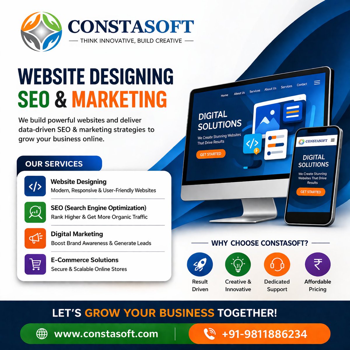 constasoftware's tweet photo. Designing a website is just the beginning of your online journey. 🚀
Without a well-planned Search Engine Marketing (SEM) strategy, even the most beautiful website may fail to deliver results.

🌐 Visit: https://t.co/QTcJRSJQGe
📞 Call: +91-9811886234

#WebsiteDesign #SEO https://t.co/P8GJIbGN4p