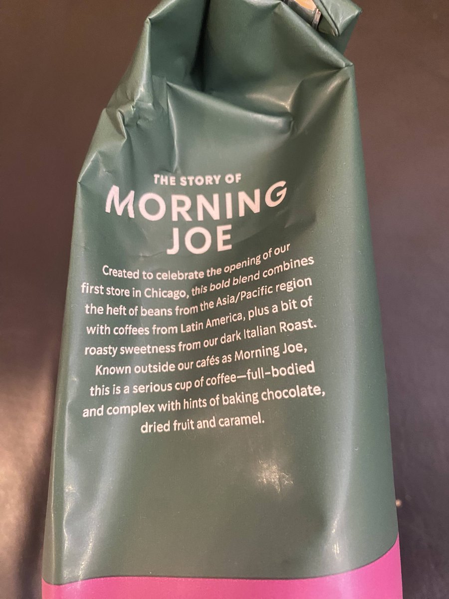 marathe's tweet image. Now brewing Starbucks signature 'Morning Joe', beans mostly from Asia / Pacific, blended with Latin American beans. Full-bodied dark roast; with notes of baking chocolate, dried fruit, caramel! @Starbucks #starbucks #Coffee