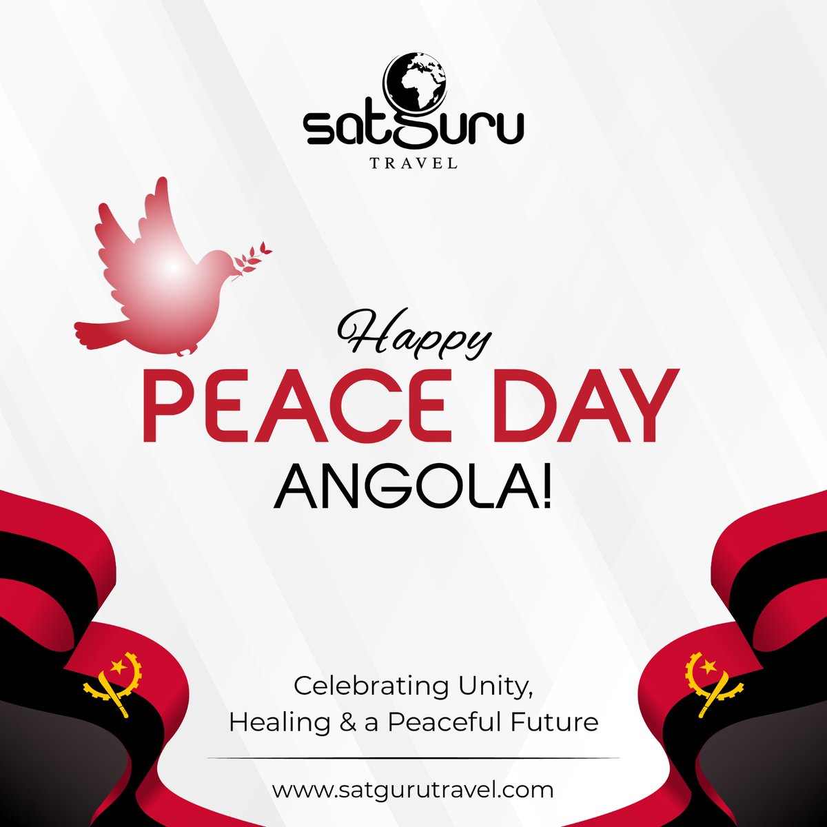 ToursSatguru's tweet image. On this day, Satguru Travel joins Angola in commemorating the peace that has shaped the nation's journey. A tribute to resilience, unity, and the enduring spirit of the Angolan people. 

#AngolaPeaceDay #PeaceAndUnity #AngolaRising #SatguruTravel #TogetherInPeace