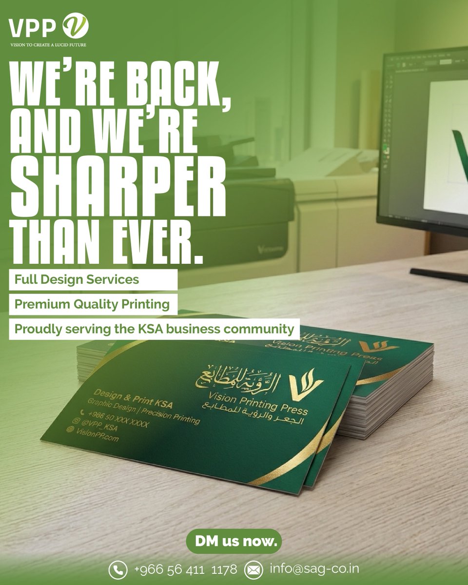 VPP_SA's tweet photo. 📍 Based in KSA.
🎨 Precision Design.
🖨️ High-End Printing.
📩 DMs are open for quotes and collaborations.
Let’s bring your vision to life.
#VisionPrinting #KSA #Riyadh #Design https://t.co/aBH6kZLhHm