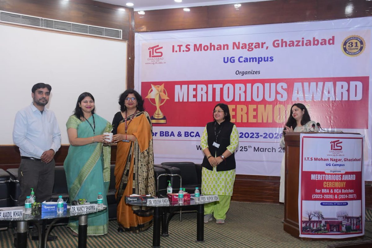 ITSEduGroup's tweet photo. I.T.S Mohan Nagar UG Campus proudly organized the Meritorious Award Ceremony for BBA and BCA students on March 25, 2026, to honor outstanding performers of the C.C.S University examinations for the academic session 2024–25.
#ITSMohanNagar #AcademicExcellence #MeritMatters https://t.co/FBPsuBO319