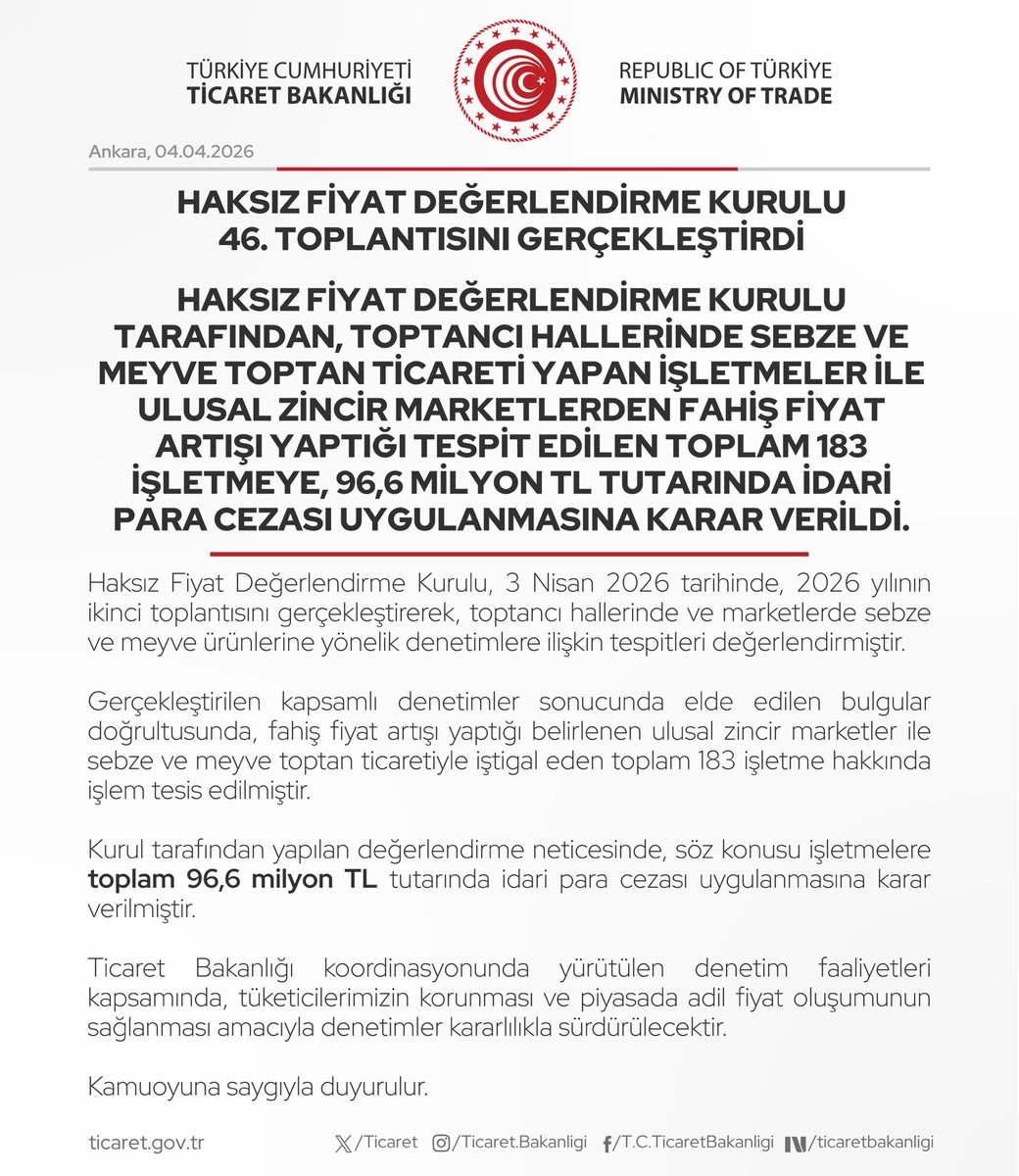 T.C. Ticaret Bakanlığı tweet media