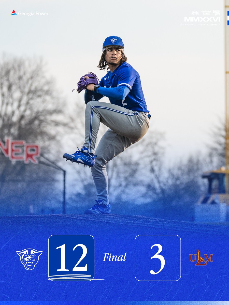 GSU_Base's tweet image. 𝙋𝘼𝙉𝙏𝙃𝙀𝙍𝙎 𝙏𝘼𝙆𝙀 𝙏𝙃𝙀 𝙎𝙀𝙍𝙄𝙀𝙎 𝙄𝙉 𝙈𝙊𝙉𝙍𝙊𝙀!

Cole Roberts goes 6 innings and gets the win, and Cooper Lewis goes the final 3 and gets his first career save!

#LightItBlue | #BLB