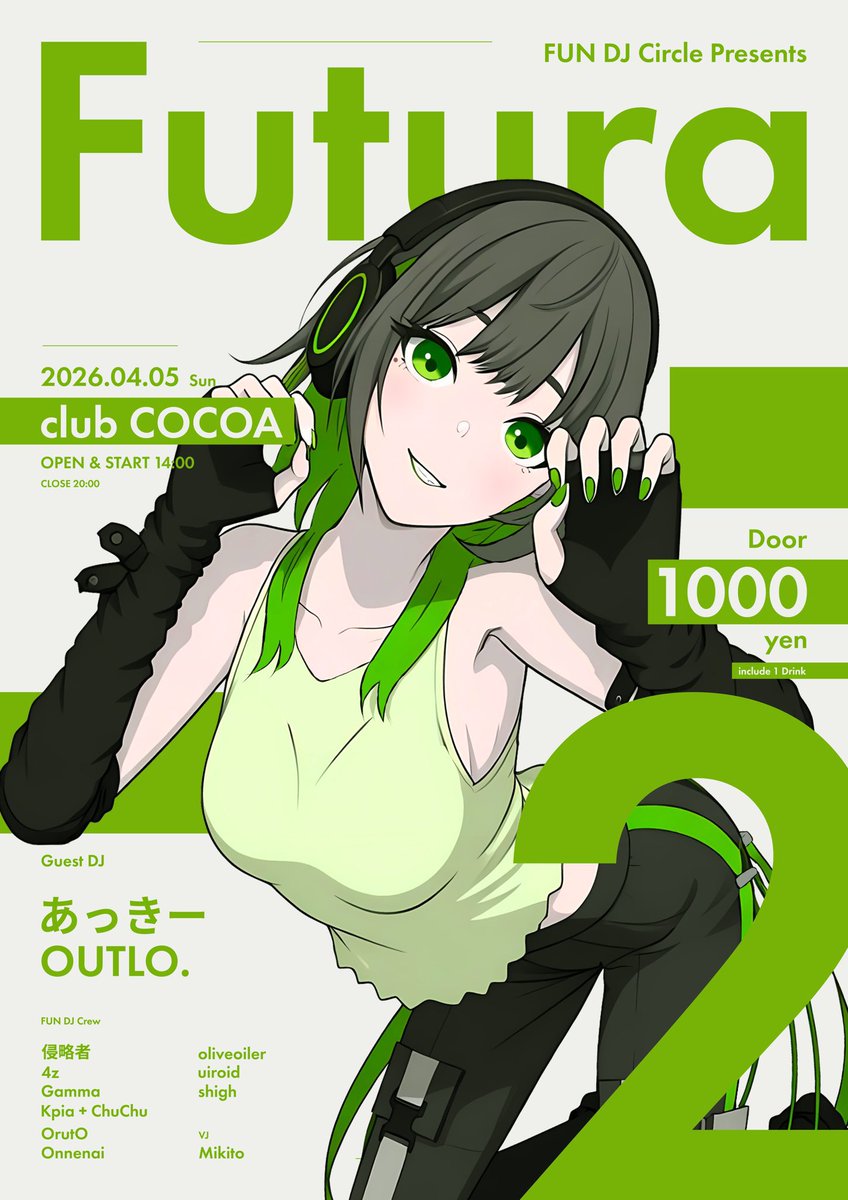 Akkie_2002's tweet photo. ｜告知｜
#Futura2
4/5 14:00〜 場所:Club COCOA

告知が遅くなりましたが
明日未来大のDJサークルのイベントに出演させていただきます！
私は原曲で勝負します
アイドルマスターシリーズ中心でアニソンも混ぜていけたらなって思ってます
是非遊びに来てください！
#春から未来大 #FUNDJs https://t.co/njIcmYTo8Z