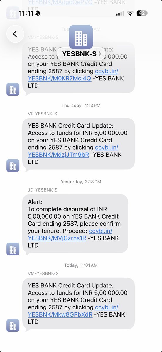 mkirankumar's tweet photo. @YESBANK is spamming me with their loan messages delivering them as service messages. I tried to block the contact and I can’t as it’s intended for service messages. @TRAI please look into this. https://t.co/1eaubDZbkA