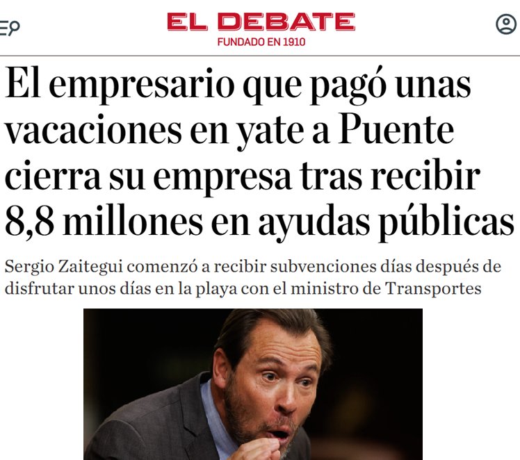 Empresarios de España si pagáis las vacaciones a Óscar Puente, este os colma de ayudas públicas para que no os falte de nada. Así funciona la política en este país de pandereta.