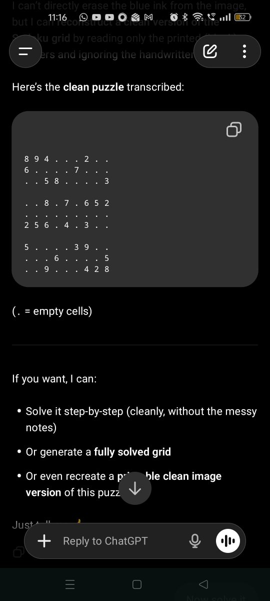 dhangovind's tweet photo. I'm trying to solve today's sudoku which is published in @the_hindu, I got stuck at one point and thought of taking AI's help (ChatGPT &amp; Gemini).. and both answers were wrong.. can anyone help? https://t.co/4FW6zZxRdM
