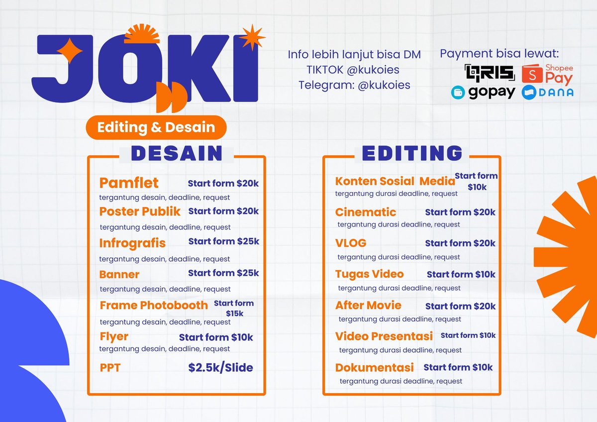 kukoies's tweet photo. guys ak open joki desain&amp;editing video #zonauang #jokitugas #desain https://t.co/Eo6N37x6Hb