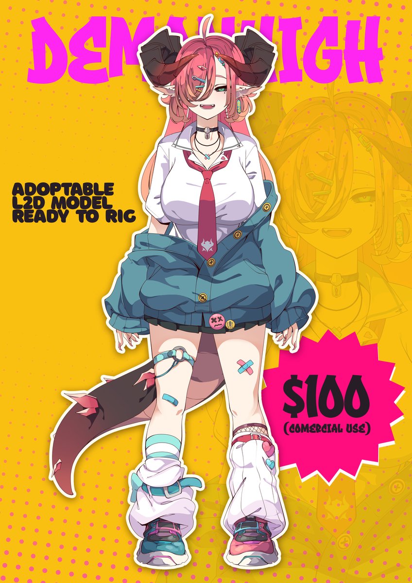 Mujibkazami1's tweet photo. demonhigh : amber demon
l2d character model ready to rig
ya can adopt her if anyone interested
i will give ya few color change option too
$100 (commercial use)
#adoptable #adopt #demongirl #l2dmodel #vtubermodel https://t.co/brrohSK8yw