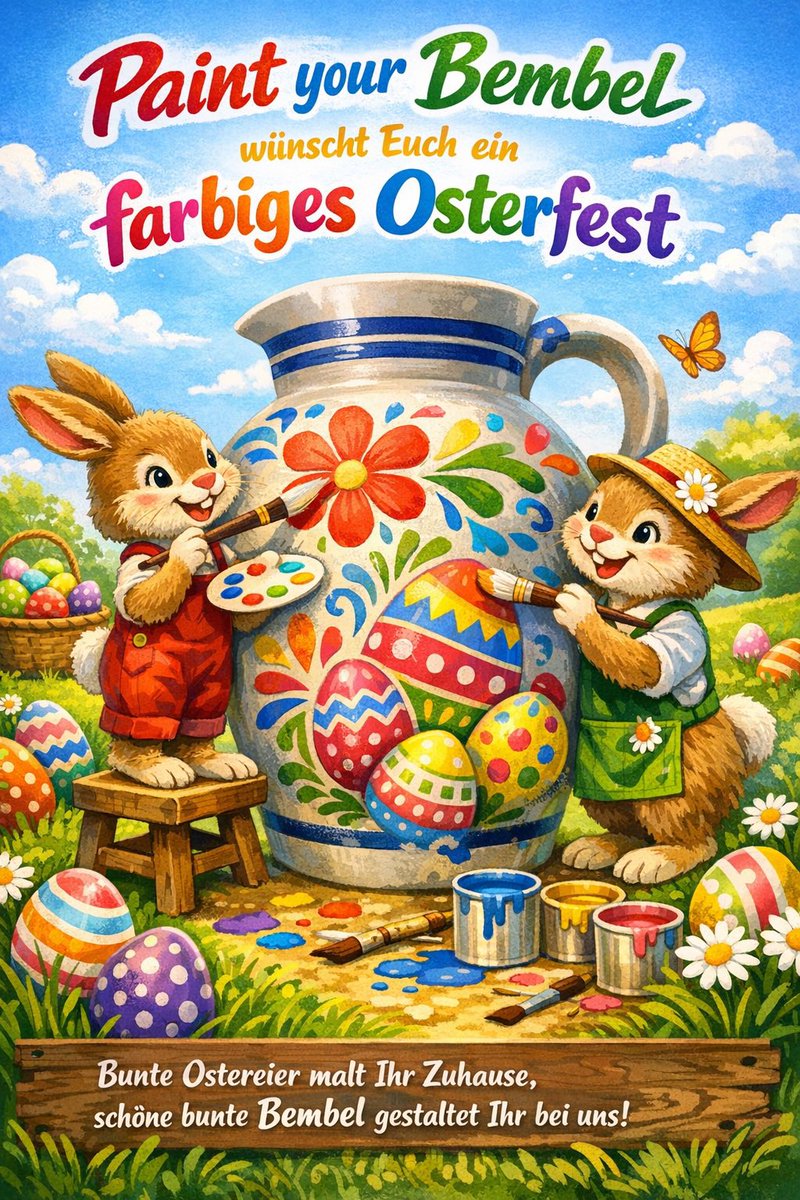 Bembelstadt's tweet photo. PAINT YOUR BEMBEL wünscht Frohe Ostern 🐣 https://t.co/m9rgIGFZ0o #ostern #events #eventagentur #teamevent #keramikmalen #bembel #bembeltown #töpfern #töpferei #frankfurt #hessentag #hessenschau #hessenpark https://t.co/AIqIL4GsQx