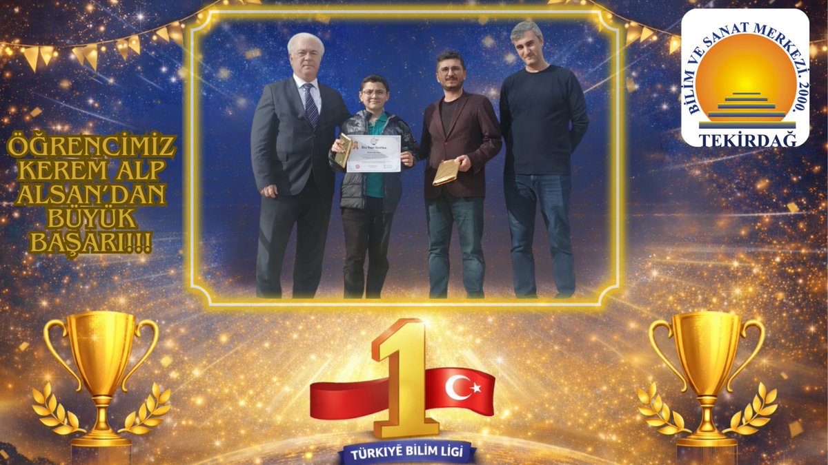 59bilsem's tweet photo. Genel Yetenek Alanı öğrencimiz Kerem Alp Alsan, Türkiye Bilim Ligi’nde Türkiye birincisi oldu. Öğrencimiz, bu başarısıyla Genius All Star Yaz Kampı’na ve dünya finallerine katılma hakkı kazandı. Öğrencimizi tebrik ediyor, başarılarının devamını diliyoruz. https://t.co/4BUO2Mavji