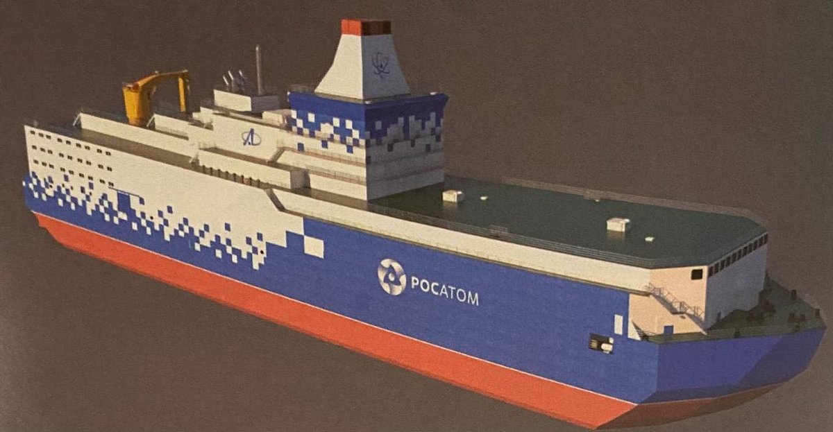 ra_nuclear's tweet photo. The hull for the first of four MPEBs (106 MWe floating NPPs) has reportedly been delivered from China to the Baltiyskiy Zavod shipyard for the next phase of construction. Target completion date for the first unit is 2028. https://t.co/IyxvR8PoC3