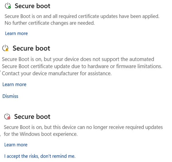 🌟 Windows va indiquer si vos certificats Secure Boot sont à jour !

Microsoft a eu la bonne idée d'ajouter un nouvel indicateur dans l'application "Sécurité Windows".

Ma publication à ce sujet 👇
- it-connect.fr/windows-11-va-…

#Windows11 #informatique #Microsoft