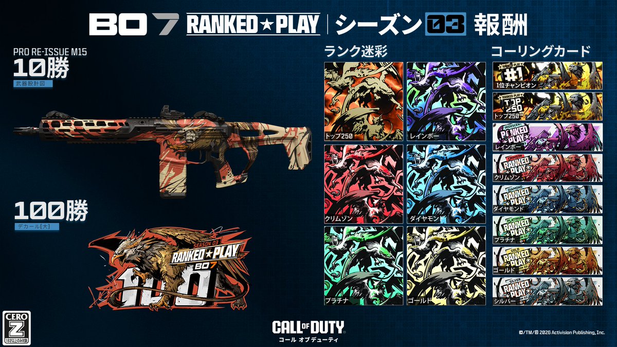 Mod 0 Ar シーズン03のランクプレイでトップを目指し、報酬などを獲得しよう: 🔟 勝利数: Pro Re-Issue M15 MOD 0(AR)設計図 ...