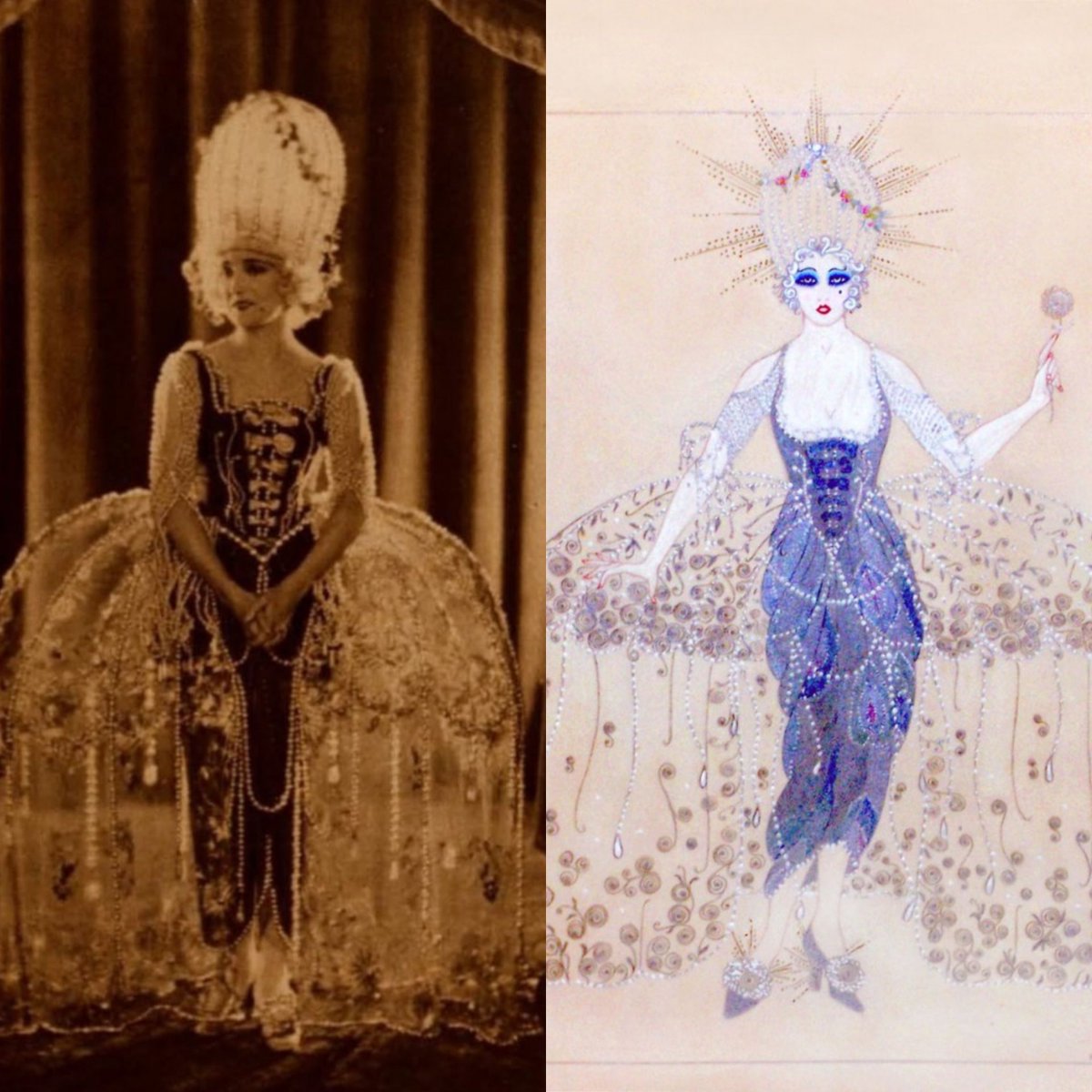 American actress Agnes Ayres was born #OnThisDay in 1892. She starred as Mary Maddock in the 1921 silent film, Forbidden Fruit. Famed designer Natacha Rambova created Ayres' fabulous 18th century inspired costume for the "Cinderella Ball" sequence of the film. #film #costume