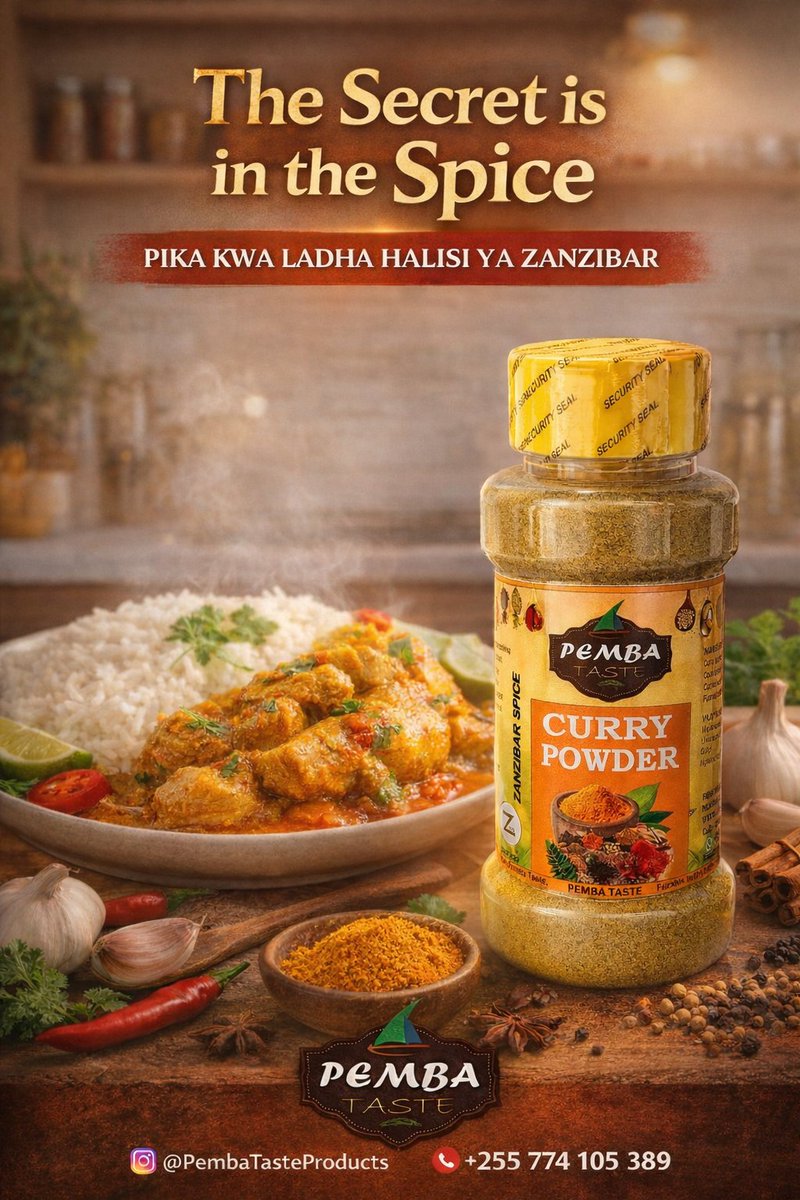 abriy_suleiman's tweet photo. The secret is in the spice 🔥🌿

Pika kwa ladha halisi ya Zanzibar ukitumia Curry Powder ya Pemba Taste.

Ongeza harufu, na ladha ya kipekee kwenye kila mlo 🍛

📞 +255 774 105 389
📲 @PembaTasteProducts

#PembaTaste2026 #Spiceshop #CurryPowder #OrganicSpices https://t.co/22toGDxtNY