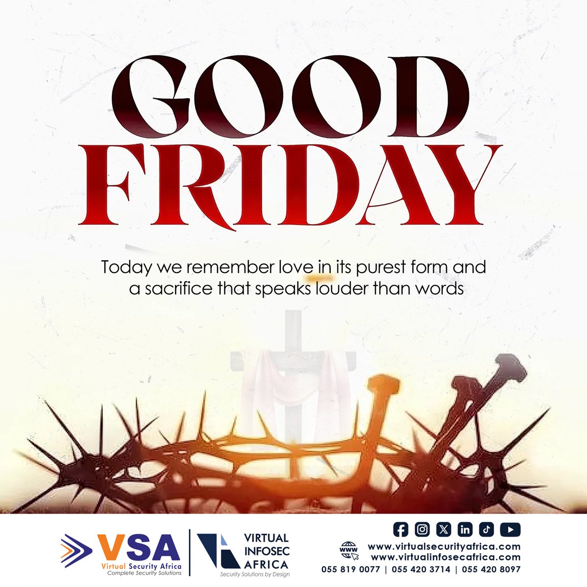 We reflect on sacrifice, love, and redemption. 

#VirtualSecurityAfrica #VirtualInfosecAfrica #GoodFriday
