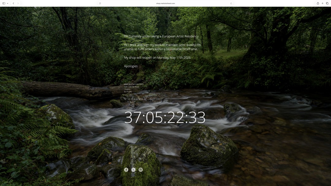 markstothardpho's tweet image. European Artist Residency.

Print orders are paused while I'm away. Downloads orders are not affected.

Shop reopens Monday, 11th May 2026.

Thank you for your support.

#minehead