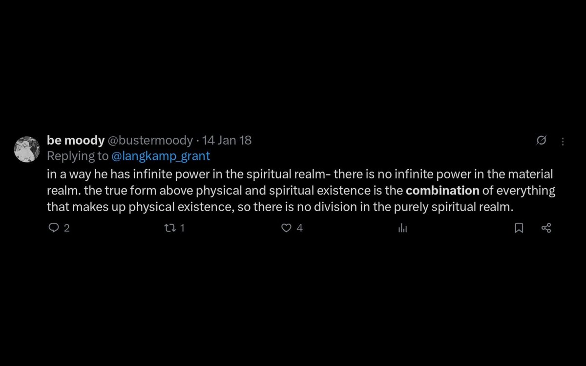 jurassiczilla37's tweet photo. @bustermoody Hey! I had this question if I can ask, is combination of everything that "makes up physical existence" FULLY the same as pure unity? Or is this combination more like unlimited potential right below/at pure unity from this potential which physical is made up from &amp; converges back? https://t.co/0MkYEZ1A3C