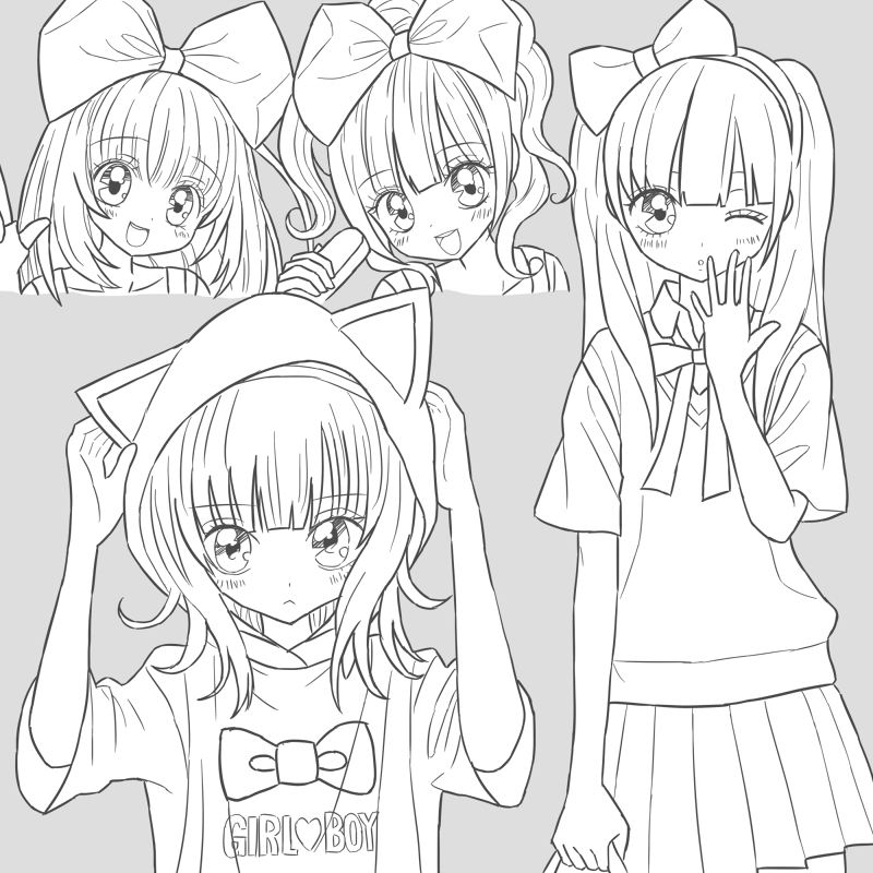 女児漫画模写～～。とても参考になる…( ˘ω˘ ) 