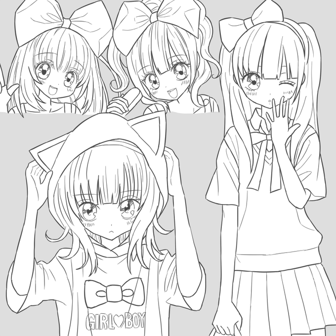 女児漫画模写～～。とても参考になる…( ˘ω˘ ) 