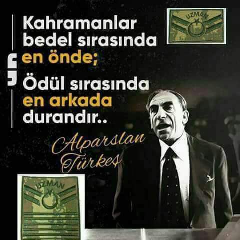 ''Hepiniz birer Türk Bayrağı’sınız. Bayrağı lekelemeyin, kirletmeyin yere düşürmeyin'' 
Alpaslan TÜRKEŞ
Büyük Devlet Adamı Sayın Alpaslan TÜRKEŞ’in vefatının 29 ncu yılında rahmetle anıyoruz
RUHU ŞAD
MEKÂNI CENNET OLSUN
<a href="/TEMUD_2024/">Türkiye Emekli Uzman Erbaşlar Derneği (TEMUD)</a>