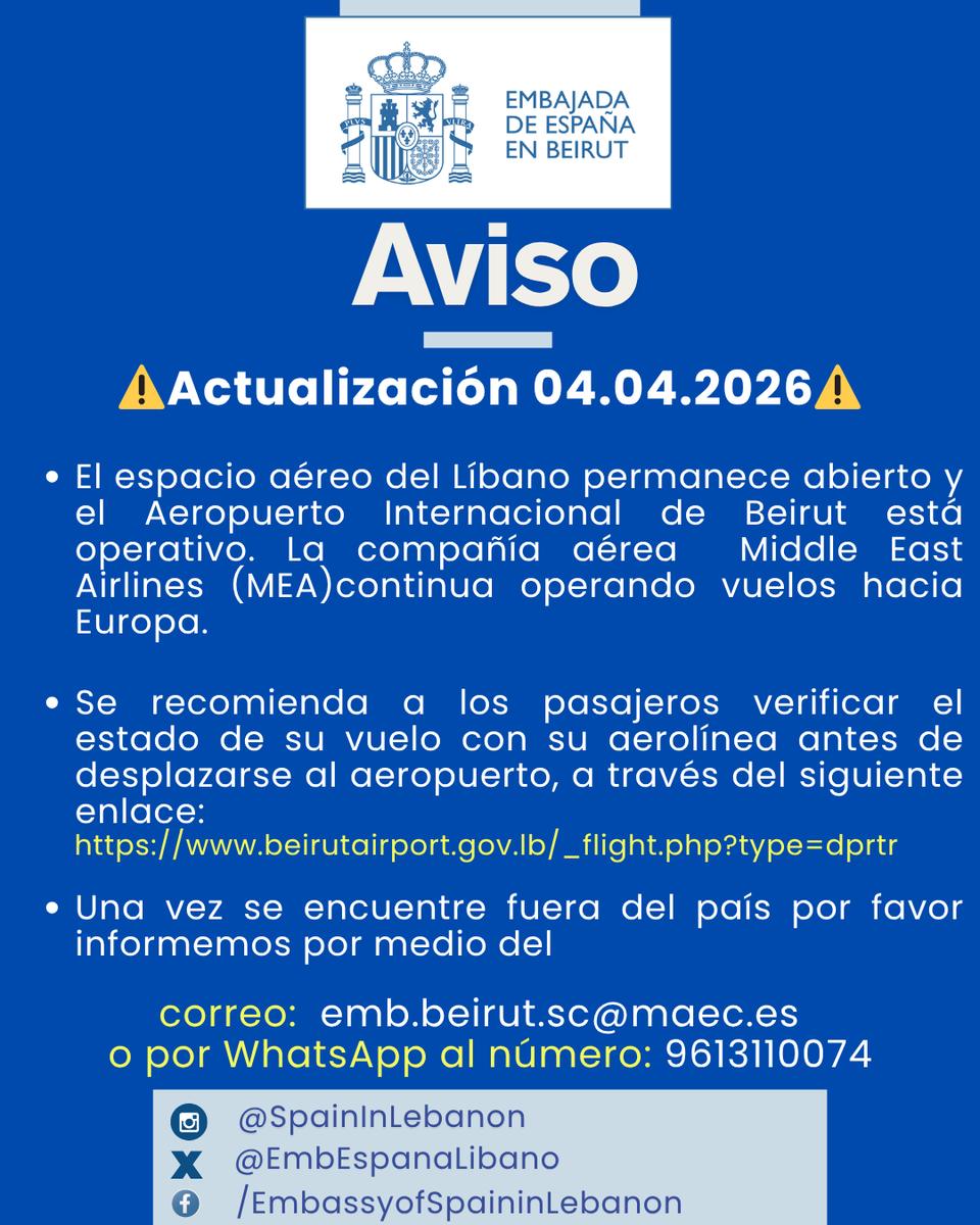 Embajada de España en Líbano tweet media