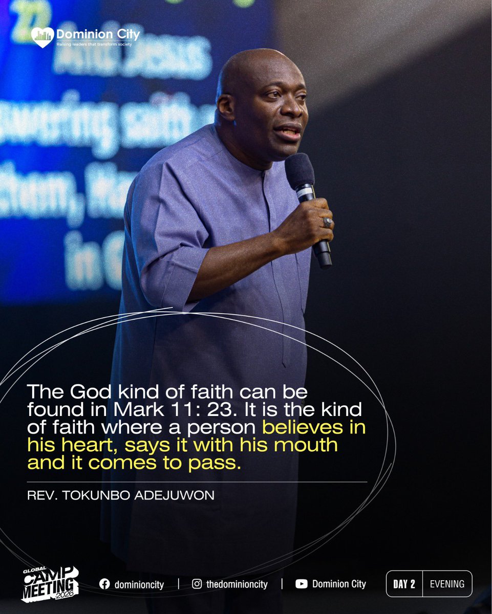 dcikeja's tweet photo. Rev. Tokunbo Adejuwon on “The God kind of Faith and how it works”.

#globalcampmeeting2026 https://t.co/P38Co8F3Ba