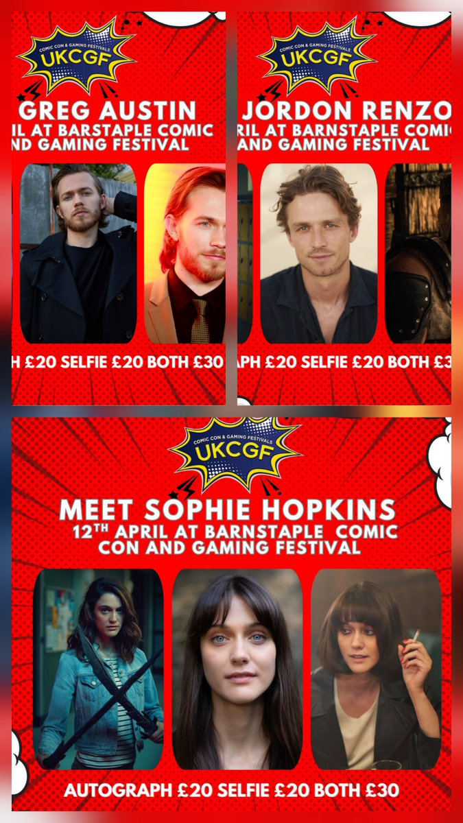 DMJConsult23's tweet image. Next Sunday, meet @Gregory_Austin, @jordothejiant &amp;amp; Sophie Hopkins at #Barnstaple @ukcgfevents. 

Furter info here: dmjconsultancy.co.uk/upcoming-event…

#GregAustin #JordanRenzo #SophieHopkins
#Class #DoctorWho #Hunters #Humans #MrSelfridge #TheLongShadow #TheWitcher #TheSpanishPrincess 
#UK