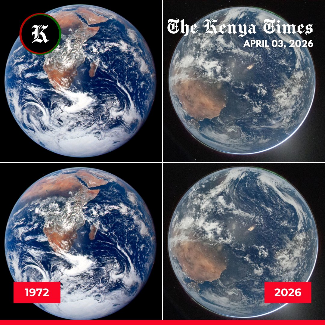 Side-by-side images of Earth from space one captured during the
