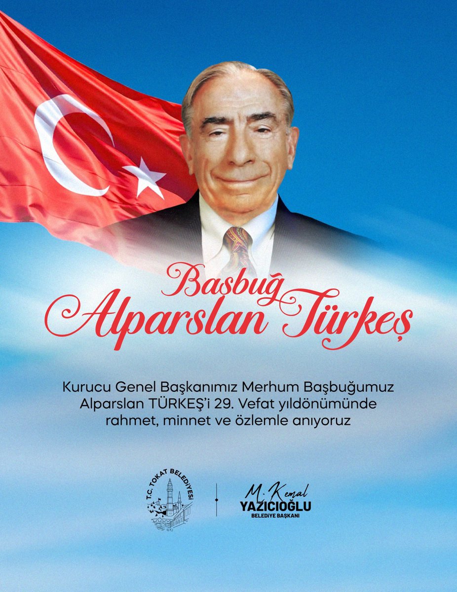 🇹🇷 Milliyetçi Hareket Partisi Kurucu Genel Başkanımız Başbuğumuz Merhum Alparslan Türkeş Bey'i 29. vefat yıl dönümünde rahmet, minnet ve özlemle anıyorum. 

Ruhu şad, kabri nur, mekânı cennet olsun.🤲