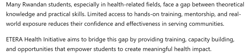EteraHealt35393's tweet photo. Rwandan students need more than theory—they need skills. At ETERA Health Initiative, we bring training to bridge the gap between knowledge & real-world impact.
Empowered students → Better healthcare → Stronger communities.#ETERA #HealthEducation #Rwanda #StudentEmpowerment @UN https://t.co/UgQYweiIBb