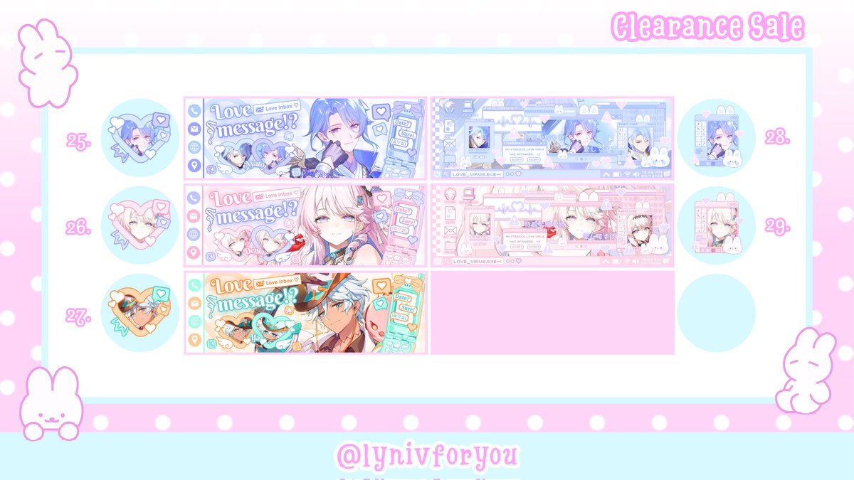 lynivforyou's tweet photo. Help rt please, thank you! <3

Haloo! 🐰 lyni ada bawa clearance sale layout 2D genshin hsr pjsk wuwa yang bisa langsung ditake via dm yaa 💬 price in alt! payment via bca/spay 🌷

#zonauang #zonajajan #zonaba https://t.co/Y58IKa5Sco