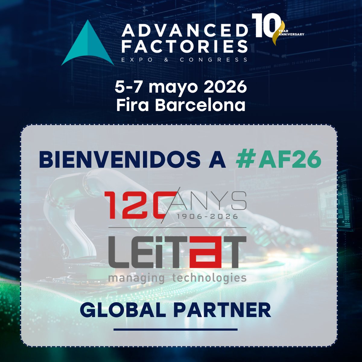 AdvanFactories's tweet image. 📢 Damos la bienvenida a Leitat como Global Partner de #AF2026.

Innovación industrial en #AdvancedManufacturing, #Materials y #Sustainability.

🎟️ bit.ly/4l9nC3t

📅 5–7 mayo | 📍 Fira Barcelona

#Industry40 #Innovation #DigitalTransformation