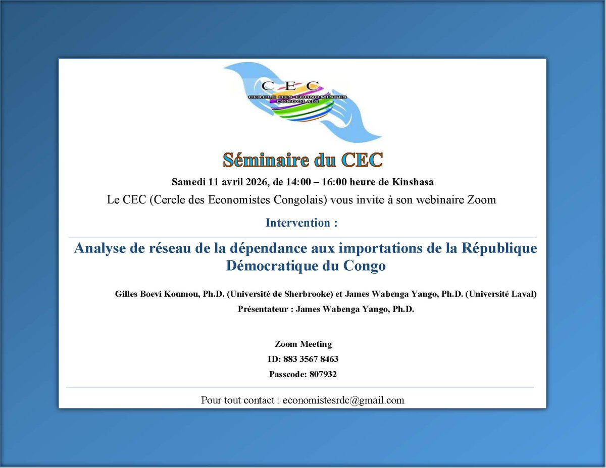 Cercle des Economistes Congolais tweet media